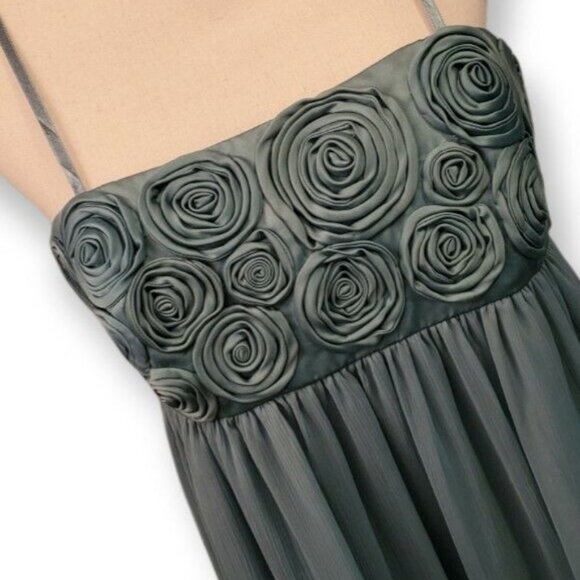 Max & Cleo Green Rosette Midi Dress – Size 12, Spaghetti Strap, NWT - Picture 4 of 9